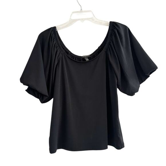 Banana Republic SS Crepe Puff Short Sleeve Top Blouse Black Shirt 2022 Small - Picture 2 of 12